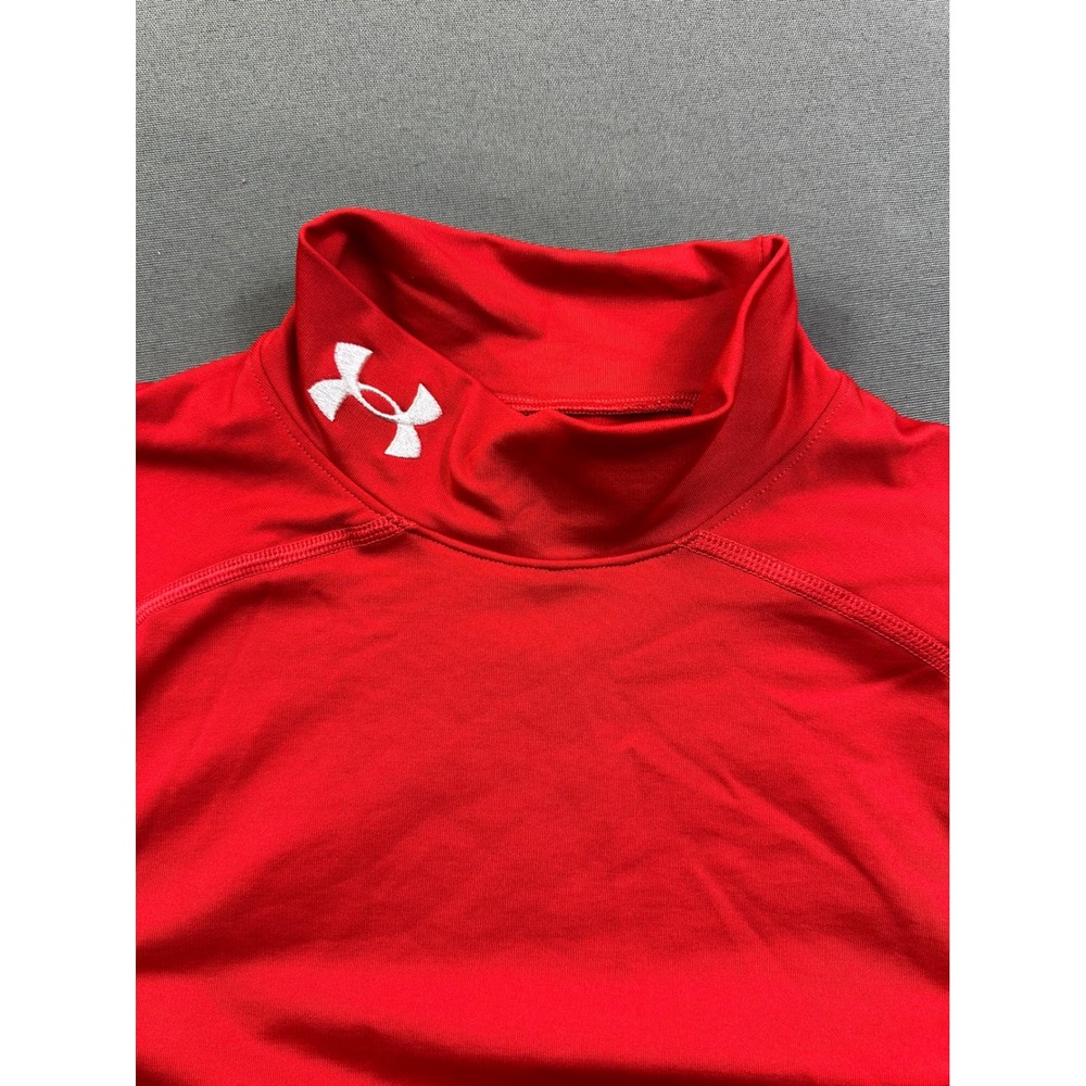 Under Armour Men's ColdGear Compression Mock Neck Shirt Red Long Sleeve Large